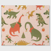 Dino Kerstfeest Boom Rex. Dinosaur in Santa h Cadeaupapier (Vlak)