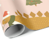 Dino Kerstfeest Boom Rex. Dinosaur in Santa h Cadeaupapier (Rol Hoek)