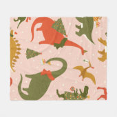 Dino Kerstfeest Boom Rex. Dinosaur in Santa h Fleece Deken (Voorkant (Horizontaal))