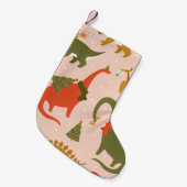 Dino Kerstfeest Boom Rex. Dinosaur in Santa h Kleine Kerstsok (Voorkant (Hangend))