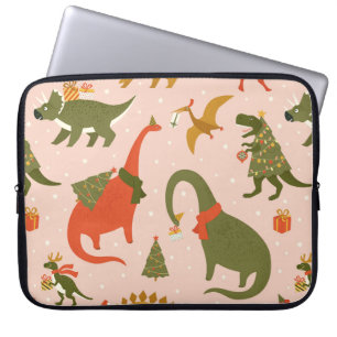 Dino Kerstfeest Boom Rex. Dinosaur in Santa h Laptop Sleeve