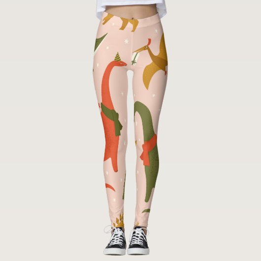 Dino Kerstfeest: Boom Rex Leggings (Voorkant)