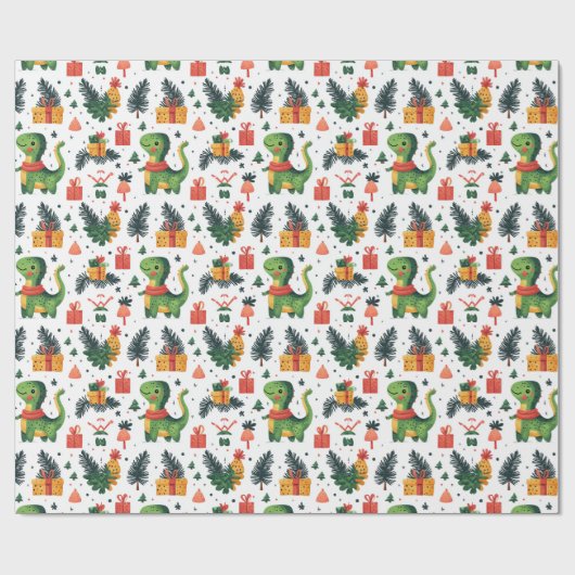 Dino Kerstmis Cadeaupapier (Vlak)
