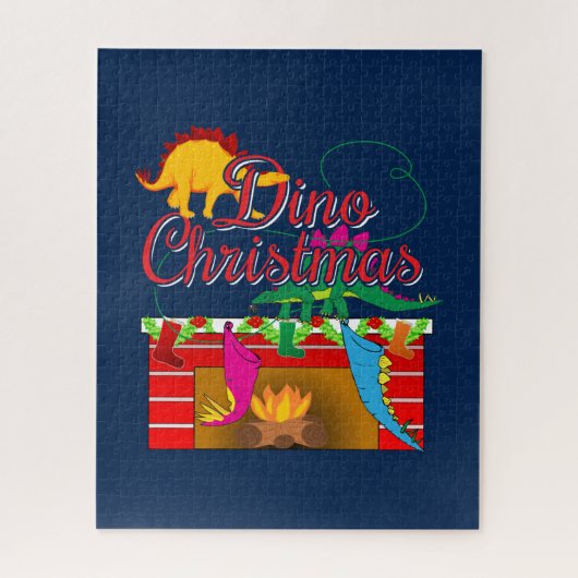 Dino Kerstmis - Dinosaur Stockings Legpuzzel (Verticaal)