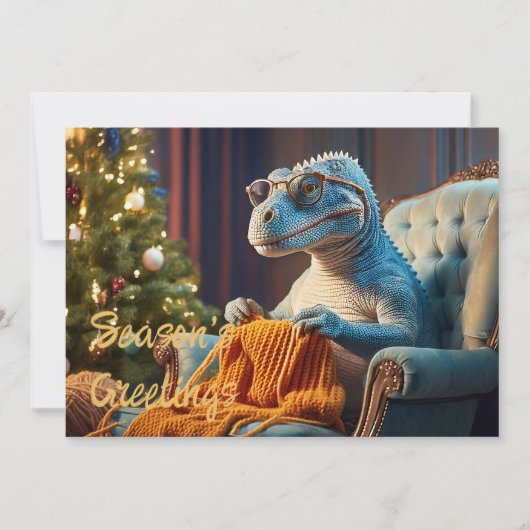 Dino kerstmis kersttrui feestdagenkaart (Voorkant)