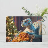 Dino kerstmis kersttrui feestdagenkaart (Staand voorkant)