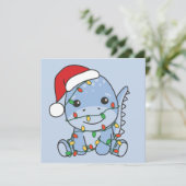 Dino Kerstmis Winter Dieren Vakantie Dino's Feestdagenkaart (Staand voorkant)