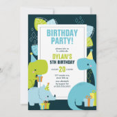 Dino Kids Verjaardagsfeestje Kaart (Voorkant)