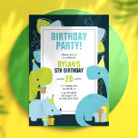 Dino Kids Verjaardagsfeestje Kaart<br><div class="desc">Coole dinosaurus thema kinderen verjaardag party ontwerp.</div>