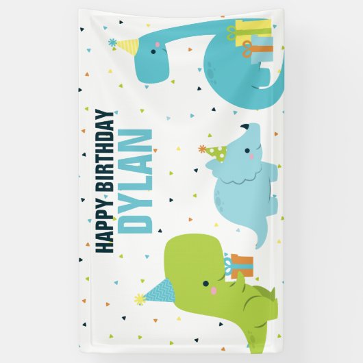 Dino Kids Verjaardagsfeestje Spandoek (Verticaal)