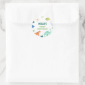 Dino Kleurrijke Dinosaurus Verjaardag Rond Sticker (Tas)