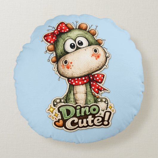 🦕🎀 “Dino-Kut!” Kussen 💙✨ (Voorkant)