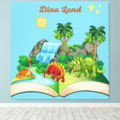 Dino Land lezen is leuk popup boek Canvas Afdruk (Insitu (Houten vloer))