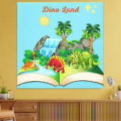 Dino Land lezen is leuk popup boek Canvas Afdruk (Insitu (Woonkamer))