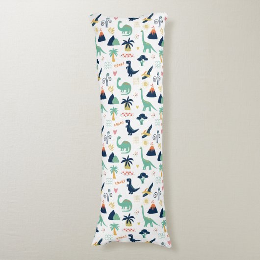 Dino Land White Lichaamskussen (Voorkant Verticaal)