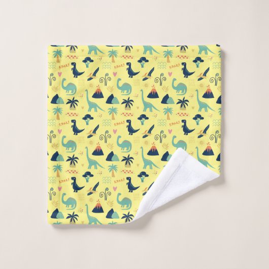 Dino Land Yellow Bad Handdoek (Wasdoekje)