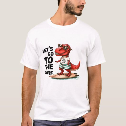 Dino, laten we naar het surf gaan t-shirt (Voorkant)