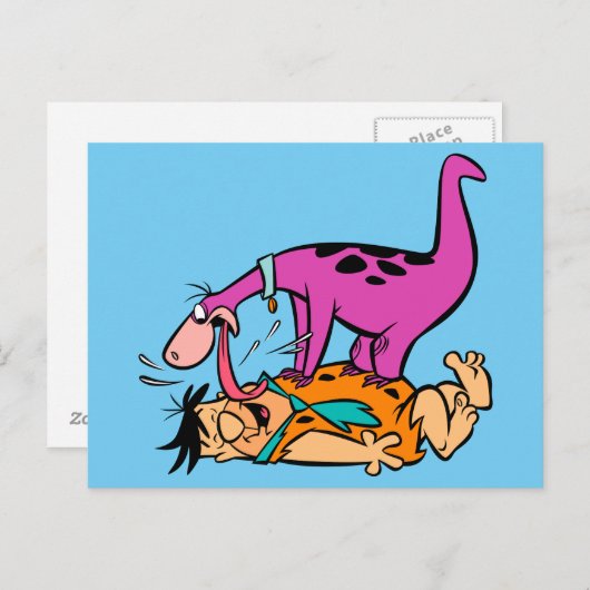 Dino Licking Fred Flintstone Briefkaart (Voorkant / Achterkant)
