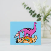 Dino Licking Fred Flintstone Briefkaart (Staand voorkant)