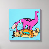 Dino Licking Fred Flintstone Canvas Afdruk (Voorkant)