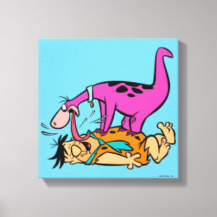 Dino Licking Fred Flintstone Canvas Afdruk