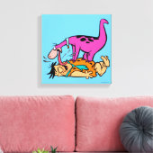 Dino Licking Fred Flintstone Canvas Afdruk (Insitu (Woonkamer))