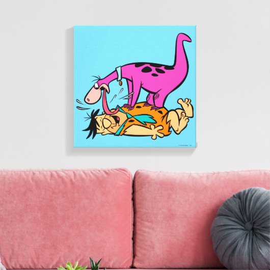 Dino Licking Fred Flintstone Canvas Afdruk (Insitu (Woonkamer))