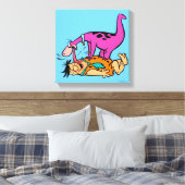Dino Licking Fred Flintstone Canvas Afdruk (Insitu (Slaapkamer))