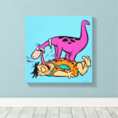 Dino Licking Fred Flintstone Canvas Afdruk (Insitu (Houten vloer))