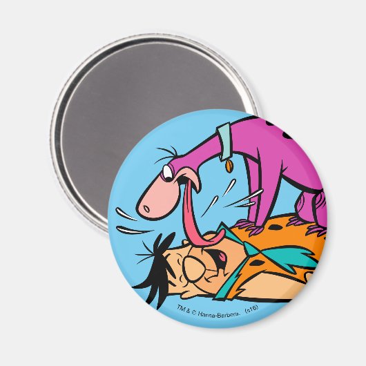 Dino Licking Fred Flintstone Magneet (Voorkant / Achterkant)