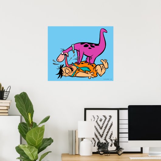 Dino Licking Fred Flintstone Poster (Thuiskantoor)