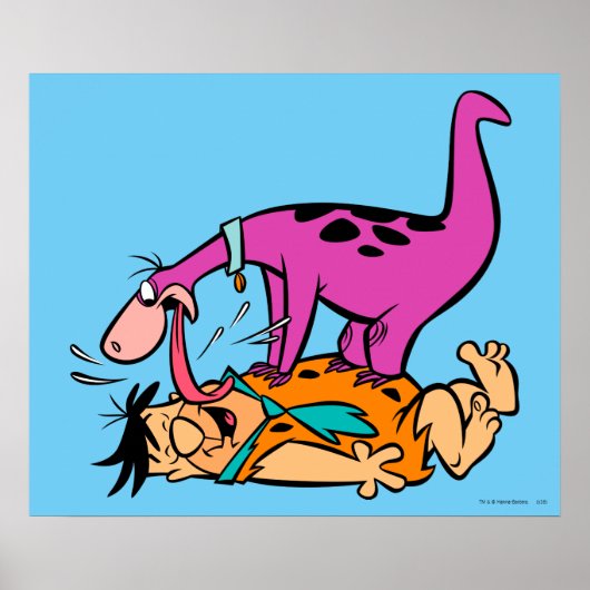 Dino Licking Fred Flintstone Poster (Voorkant)