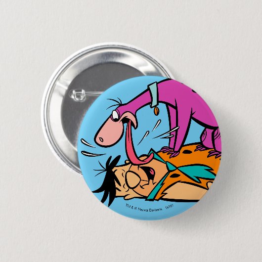 Dino Licking Fred Flintstone Ronde Button 5,7 Cm (Voorkant /achterkant)