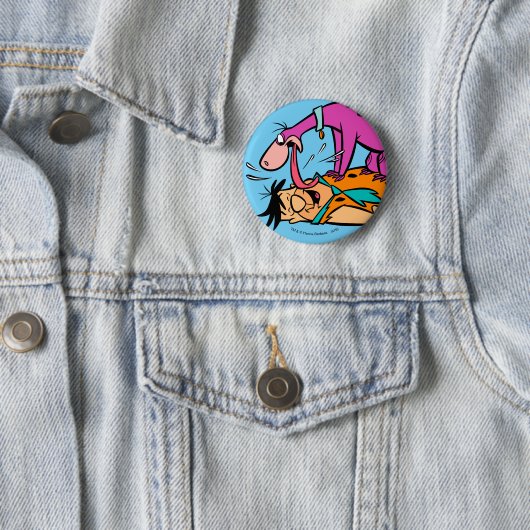 Dino Licking Fred Flintstone Ronde Button 5,7 Cm (In situ)