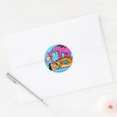 Dino Licking Fred Flintstone Ronde Sticker (Envelop)
