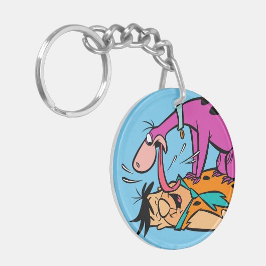 Dino Licking Fred Flintstone Sleutelhanger (Voorkant Links)