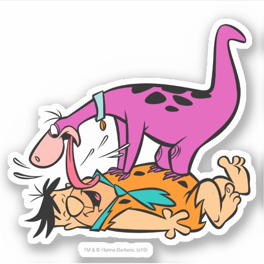 Dino Licking Fred Flintstone Sticker (Voorkant)