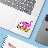 Dino Licking Fred Flintstone Sticker (Laptop met iPhone)