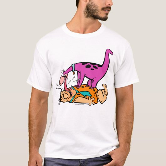 Dino Licking Fred Flintstone T-shirt (Voorkant)