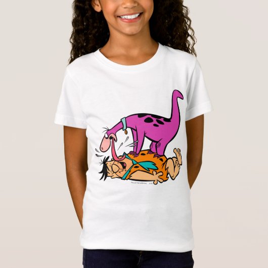 Dino Licking Fred Flintstone T-shirt (Voorkant)
