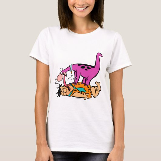 Dino Licking Fred Flintstone T-shirt (Voorkant)