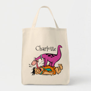Dino Licking Fred Flintstone Tote Bag
