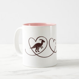 Dino Liebe – Herzlinien Parasaurolophus Tweekleurige Koffiemok