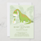 Dino Love Boys Baby shower Uitnodiging (Voorkant)