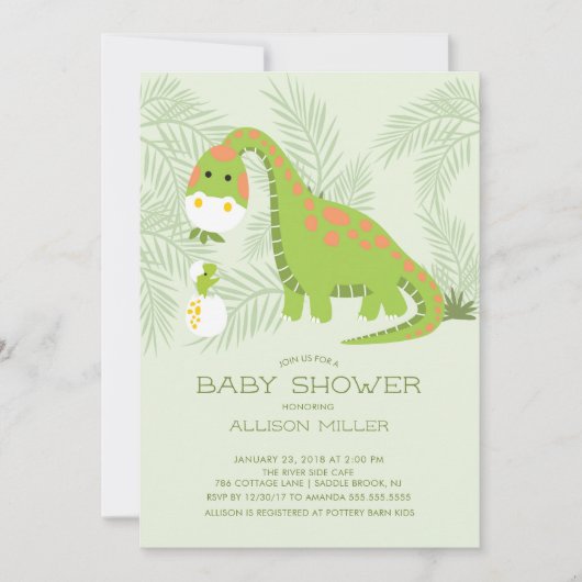 Dino Love Boys Baby shower Uitnodiging (Voorkant)