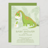 Dino Love Boys Baby shower Uitnodiging (Voorkant / Achterkant)