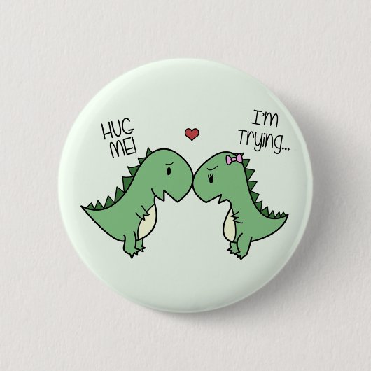 Dino Love Pins. Ronde Button 5,7 Cm (Voorkant)