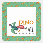 Dino Mail, Dinosaur Vierkante Sticker (Voorkant)
