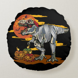 Dino-Mash: Spookachtige Pumpkinosaurus Rond Kussen