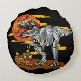 Dino-Mash: Spookachtige Pumpkinosaurus Rond Kussen
